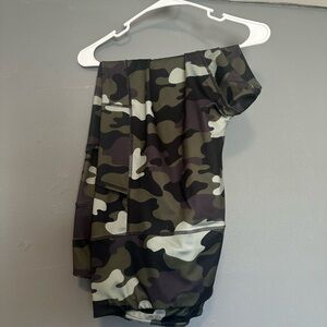 Reebok Women's Camo Leggings in Olive Green, Black & Gray